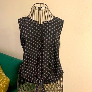 Silk sleeveless Navy Blue blouse button down back